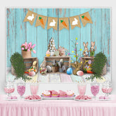 Wenig Hase Und Karotte Blau Hölzern Hintergrund Für Junge